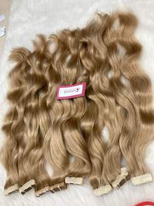 Venta caliente mejor calidad 100% extensiones de cabello humano crudo vietnamita miel rubia cinta ondulada Natural Ins 40 piezas/100g cinta en - Product Image 6