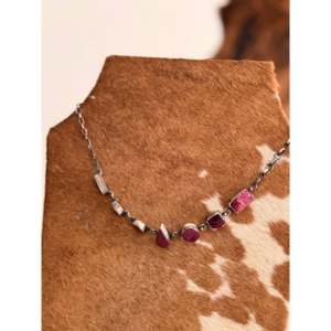 Navajo Handmade <b>Choker</b> Necklace with Purple Spiny Oyster & Sterling <b>Silver</b> Geometric Shape for Gift - Product Image 2