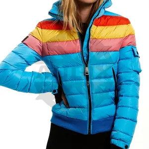 2024 Damen-Regenbogenjacke 70er Jahre Vintage-Skijacke Damen seltene Bomberjacke im einzigartigen Stil