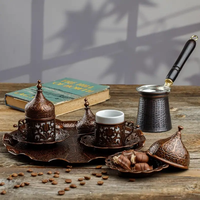 Ensemble de cafetières turques modernes au design actuel, de qualité supérieure, couleur cuivre, pot en cuivre pur avec couvercle, pour la maison et les restaurants, utilisation instantanée, en métal