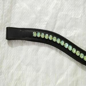 หนังวัวคริสตัลสีเขียวมรกตประดับหินคริสตัสแบบใหม่มีแผ่นรองคิ้วลายม้า - Product Image 4