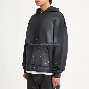 Sweat-shirts personnalisés Streetwear délavés au soleil, ourlet brut, vintage, lavage à l'acide, sweat-shirt pour homme - Product Image 5