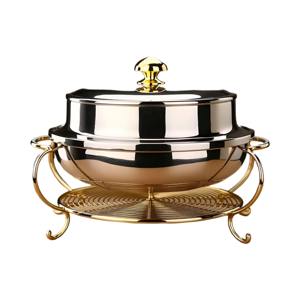Luxury Silver <b>Mirror</b> Finished Casserole with Gold Stand Elegant Metal Serving Dish for Catering Restaurants and Home Dining - Product Image 6