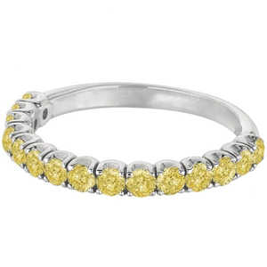 Bague en diamant jaune canari de 1,00 ct, alliance en or blanc 14 carats - Product Image 3