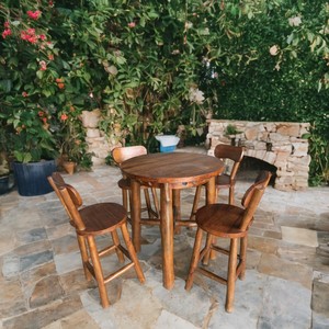 Juego de Mesa de Comedor de Madera de Teca Reciclada Rústica, Muebles de Exterior para Patio y Balcón - Product Image 6