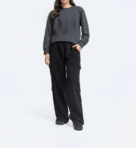 เสื้อสวมหัวโอเวอร์ไซส์สำหรับผู้หญิงผ้าฟลีซหนาแขนยาวล้างด้วยกรดเสื้อสวมหัวโอเวอร์ไซส์สำหรับฤดูใบไม้ร่วงฤดูหนาว - Product Image 1