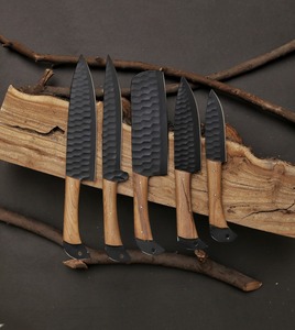 Juego de cuchillos de Chef de cocina de acero inoxidable de alta calidad hechos a mano, 5 uds., cuchillos de pelar Tang completos con hoja de Damasco, Kit de rollo de cuero - Product Image 6