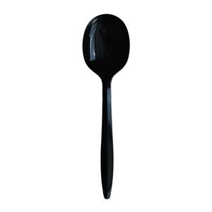 Boardwalk Mediumweight <b>Black</b> Disposable Soup Spoon <b>Wrapped</b> Polypropylene Plastic 1000/Carton - Product Image 1
