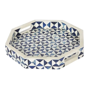 Bandeja para servir con incrustaciones de hueso de alta calidad, platos decorativos para desayuno, Bandejas para servir Chocolate de estilo marroquí personalizadas, Decoración de mesa - Product Image 3