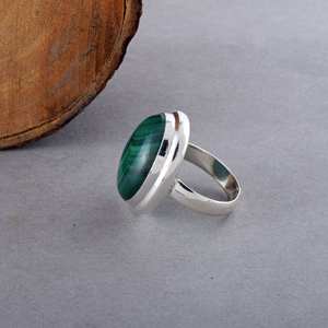 Big Oval Malachite <b>Ring</b> for <b>Men</b> Natural Gemstone Jewelry Handmade IGI Certified Festival Daily Wear Silver Bold Style - Product Image 2