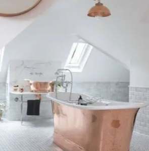 อ่างอาบน้ำแบบลอยตัวเดี่ยวหรือคู่สำหรับห้องน้ำ ราคาขายส่ง สีทองแดงเงา หรูหรา - Product Image 4