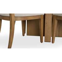 Ensemble de table à manger ronde en teck avec un aspect naturel, style patio, ensemble de restaurant comprenant des chaises et des coussins