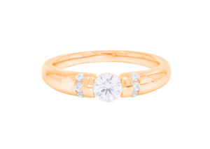 Alliance unisexe Moissanite ronde céleste 0,50Ct en plaqué or jaune 14 carats avec réglage pavé et vente en gros OEM de style punk - Product Image 5