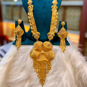 24K Gold Dubai Vintage Classic <b>Pearl</b> Flower Brooch Earrings <b>Necklace</b> Anniversary Fashion Copper Jewelry <b>Set</b> Gift - Product Image 1