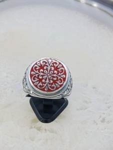 Bagues en argent 925 pour hommes avec design gravé à la main et pierres colorées - Product Image 3