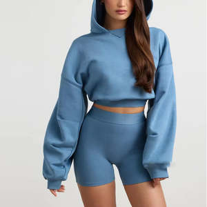 Streetwear Hiver Crop Drop Shoulder Oversize Hoodies pour les femmes Design personnalisé coupe ample avec tissu polaire chaud respirant - Product Image 6