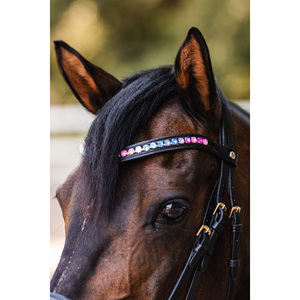 Brida de caballo occidental de cuero de alta calidad de 8mm y bandas de cejas de cristal multicolor directas de la India para doma de caballos... - Product Image 1