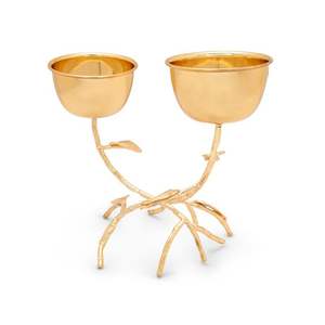 Tazón de regalo dorado de diseñador moderno de lujo, Juego de 3 para frutas secas y serpientes, tazón dorado brillante de metal usado - Product Image 5