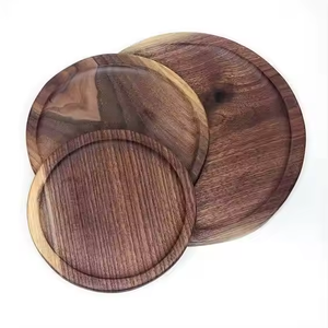 Assiette ronde en bois d'acacia de style nordique en gros Assiette de service de fruits en bois massif bon marché par artisanat en croissant - Product Image 2