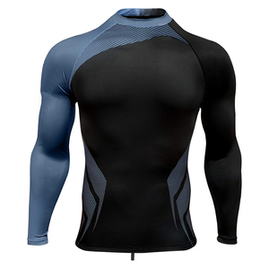 Maillot de bain Rash Guard à manches longues et col rond, respirant, en polyester et élasthanne de qualité supérieure, protection UPF50+, séchage rapide, extensible, pour le fitness - Product Image 1