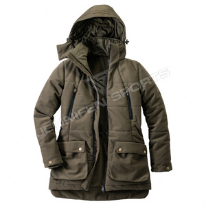 2026 Wholesales Winter Solid Hunting Jacket Hood Breathable Warm Customized Brand Logo Back Neck Outdoor 100% Cotton Canvas - Product Image 2