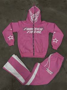 2025 High Quality Custom Logo Puff Print Sweatshirt Hoodie Tracksuit Men Sportswear Tracksuit Sweatsuit Hoodie <b>Sweatpants</b> <b>Set</b> - Product Image 5