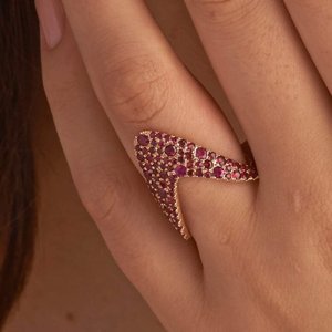 Tự Nhiên Của <span class=keywords><strong>Ruby</strong></span> Boomerang Vanki Nhẫn Rose & Vàng Chứng Nhận Đá Quý 18K Vàng Kỷ Niệm Bất Ngờ Trang Sức Phụ Nữ Nhẫn-Ds0340 - Product Image 5