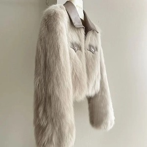 Veste d'hiver pour femme en polaire coupe-vent de luxe avec capuche et col amovible, manches longues, couleur unie, fermeture éclair, épaisseur standard - Product Image 4