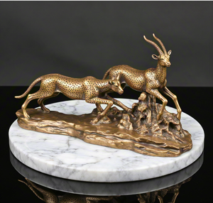 Pirinç leopar ve antilop heykelleri Metal dekorasyon heykel zanaat döküm hayvan leopar heykelcik koleksiyonu ile özelleştirmek - Product Image 1