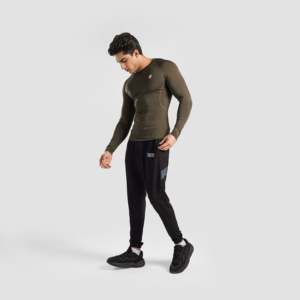 GA Slim Fit Long Sleeves Compression <b>Top</b> Olive Knitted Fabric - Product Image 4