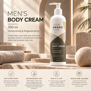 Crème pour le corps pour homme en marque privée 300ml |   Hydratation intense et anti-âge |   Fabricant OEM Espagne - Product Image 3