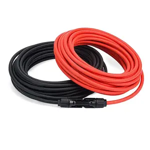 Cable solar de 4mm (10 M rojo + 10 M negro), cable solar de 10AWG para paneles solares, fotovoltaico, enchufe impermeable IP67