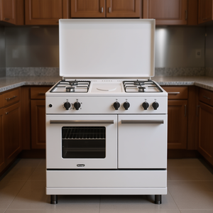 Cuisinière à gaz De Longhi DL964GEWB blanche à 4 zones avec four (90 x 60 x 84,4 cm) - Product Image 3