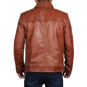 Nueva chaqueta de cuero genuino para hombre, delgada, informal, a prueba de viento, acolchada, con cuello levantado, logotipo frontal, transpirable, precio barato - Product Image 6