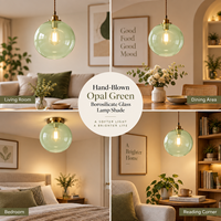 Abat-jour en verre borosilicate soufflé à la main, vert opale, pour remplacement de luminaire de plafond, salon (vente en gros)