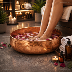 Bol de pédicure rond en cuivre, fait main, pour spa des pieds, salons de manucure, centres de bien-être, hôtels - Product Image 3