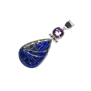 Améthyste Pierre Lapis Lazuli Pierre Poire Et Pendentif Coupe Ronde Naturel Fait Main Pendentifs Et Charmes En Gros De Moyeu En Argent - Product Image 1