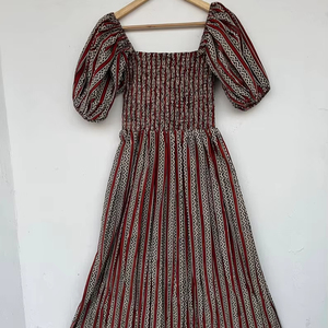Women's Girls' Pure Cotton Maxi Dress Indian Block Print Casual Summer Evening Party Trendy New Wholesale Long Midi Dress - Product Image 1
