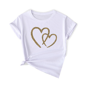 T-shirt blanc basique pour femme pour l'été Top imprimé graphique Saint Valentin T-Shirt en jersey grande taille T-shirt graphique pas cher Filles - Product Image 6