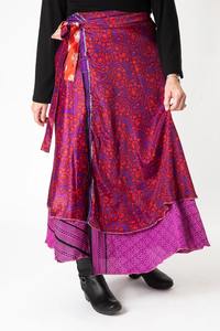 Best Quality Handmade Silk Wrap <b>Skirt</b> From Recycled Saris Perfect for Travel & Yoga Eco-Friendly Gift for Women - Product Image 2