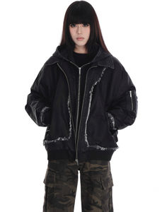 Veste décontractée unisexe de style urbain haut de gamme, coupe ample, pour couple, en denim vintage avec surpiqûres, respirante - Product Image 4