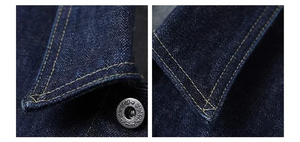Veste en denim selvedge de style cowboy, une poche, classique, durable, en coton, décontractée, vêtement d'extérieur vintage, bouton, homme, femme, formel - Product Image 2