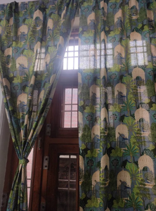 Elegante diseño personalizado Pavo Real gris Floral impreso algodón varilla bolsillo cortinas hermosa ventana Decoración Luz completa sombreado para - Product Image 2