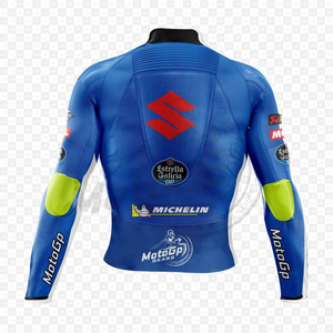 Joan Mir Zuzuki MotoCP cuero de vaca/canguro cuero pista montar/carreras hecho a medida joroba hombres Biker chaqueta CE protectores - Product Image 2