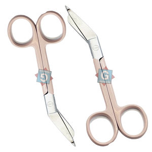 Ciseaux médicaux manuels en acier inoxydable avec revêtement en poudre rose bébé, certifiés CE, pour pansements - Product Image 1