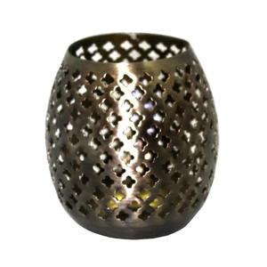 Bougie votive en métal de vente chaude pour la décoration de table de maison et d'hôtel Pot de bougie chauffe-plat rond fini antique - Product Image 6