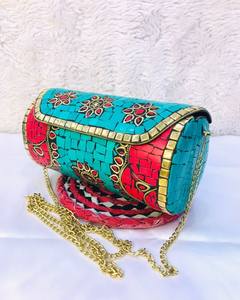 Pochette en mosaïque en métal faite à la main artisanat indien traditionnel sac à bandoulière à sangle unique Durable Portable dernière mode de plage - Product Image 3