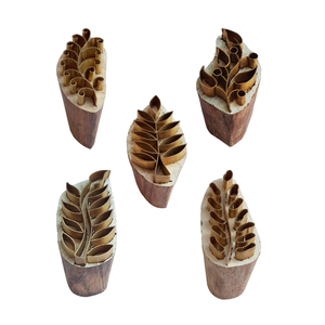 Royal Kraft Juego de 5 sellos de cerámica de arcilla DIY y bloques de tela con hoja y diseño de latón de madera para impresión de bloques - Product Image 1