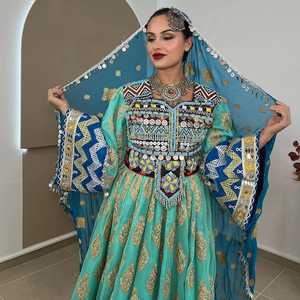 ชุดเดรส afghan kuchi สำหรับผู้หญิงงานแฮนด์เมดสไตล์ชนเผ่าแบบดั้งเดิมแขนยาวลูกไม้ไซส์ใหญ่พิเศษ - Product Image 2