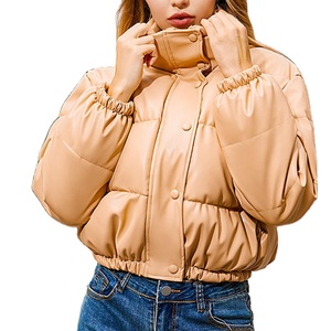 OEM personalizado logotipo de las mujeres de invierno grueso cálido corto de moda PU abrigos de cuero Puffer chaqueta personalizada de la calle PU chaqueta puffer - Product Image 3
